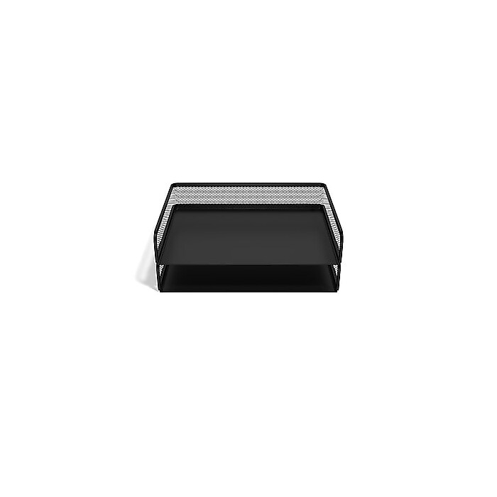 TRU RED™ Side Load Stackable Metal Letter Tray, Matte Black, 2