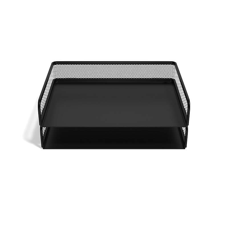 TRU RED™ Side Load Stackable Metal Letter Tray, Matte Black, 2/Pack (TR57563) image 1