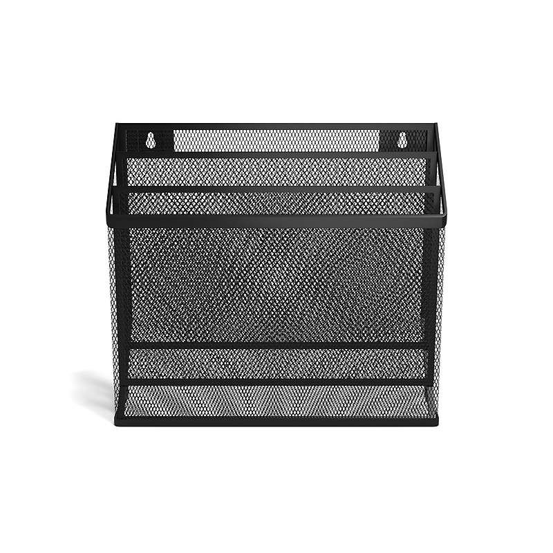 Staples 3 Compartment Wire Mesh File Organizer, Matte Black, 4/Case (57553CT) image 1