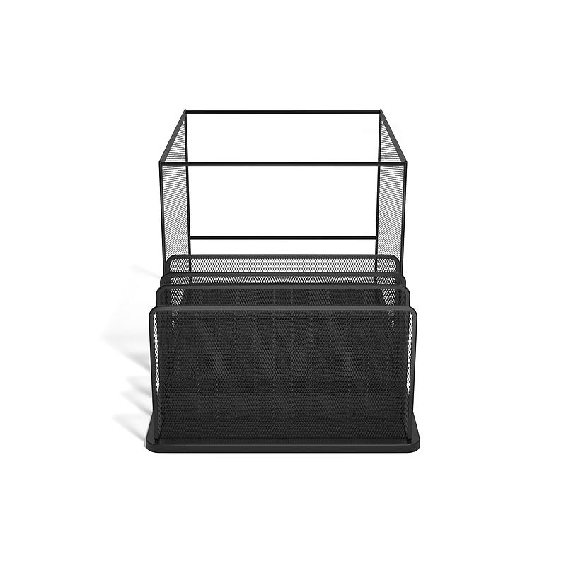 TRU RED™ 4-Compartment Wire Mesh File Organizer, Matte Black (TR57536) image 1