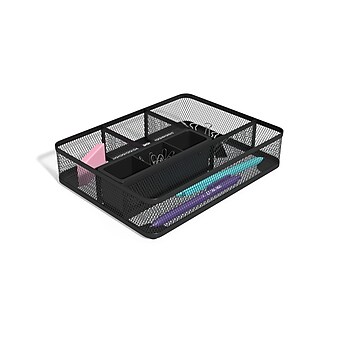 TRU RED™ 7 Compartment Mesh Drawer Organizer, Matte Black (TR57544)