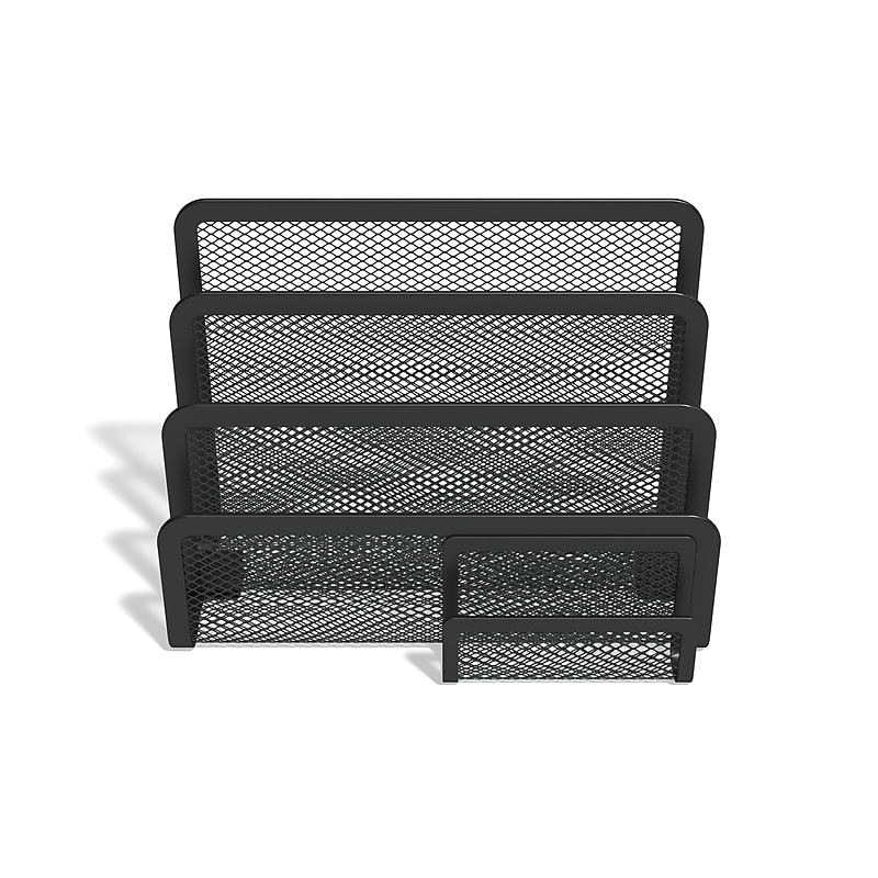 TRU RED™ 4-Compartment Wire Mesh Letter Holder, Matte Black (TR57562) image 1