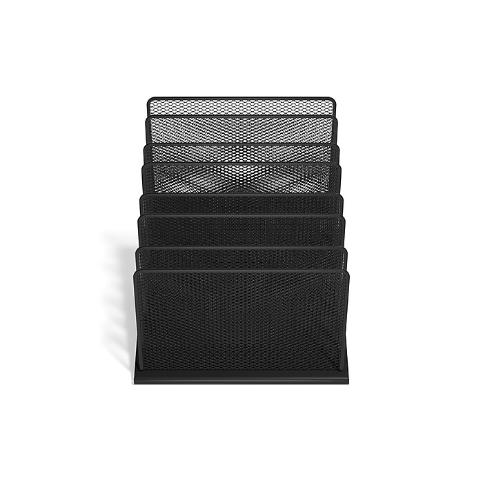 TRU RED™ 7-Compartment Metal Mesh File Organizer, Matte Black