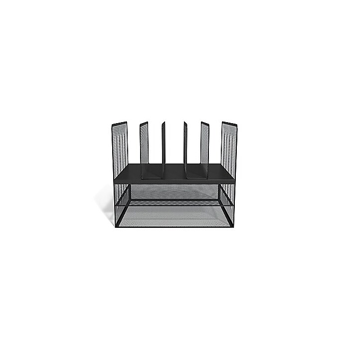 TRU RED™ 7-Compartment Metal Mesh File Organizer, Matte Black