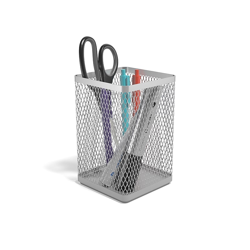 TRU RED™ Jumbo Stackable Wire Mesh Pen Holder, Silver (TR57574-CC) image 1