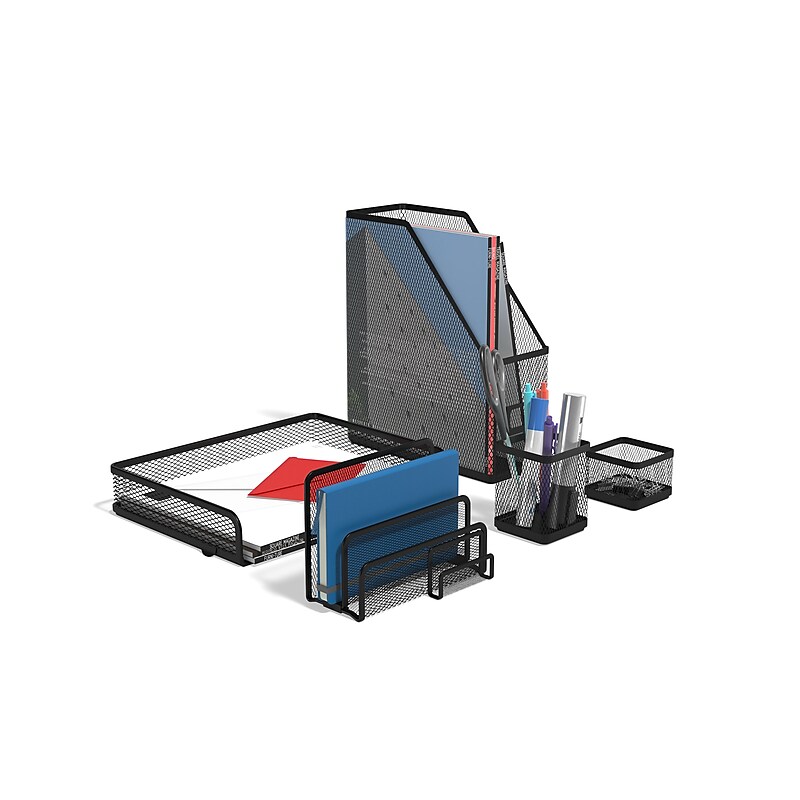 TRU RED™ 5 Piece Wire Mesh Organizer Set, Matte Black (TR57540) image 1