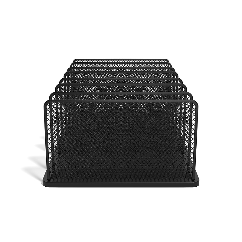 TRU RED™ 7-Compartment Wire Mesh File Organizer, Matte Black (TR57552) image 1