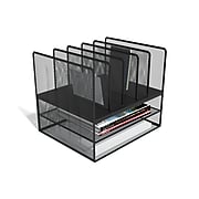 TRU RED™ 7 Compartment Wire Mesh File Organizer, Matte Black (TR57537)