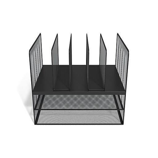 TRU RED™ 7 Compartment Wire Mesh File Organizer, Matte Black (TR57537