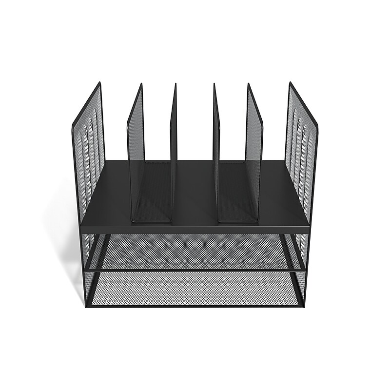 Staples 7 Compartment Wire Mesh File Organizer, Matte Black, 2/Case (TR57537CT) image 1