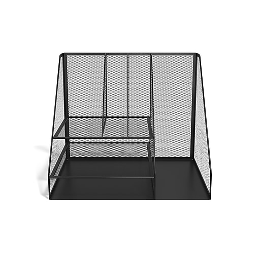 TRU RED™ 6 Compartment Wire Mesh Desk Organizer, Matte Black (TR57533