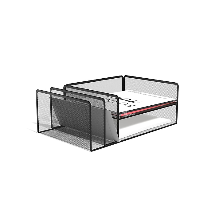 TRU RED Wire Mesh Horizontal File Organizer, 4‑Compartment