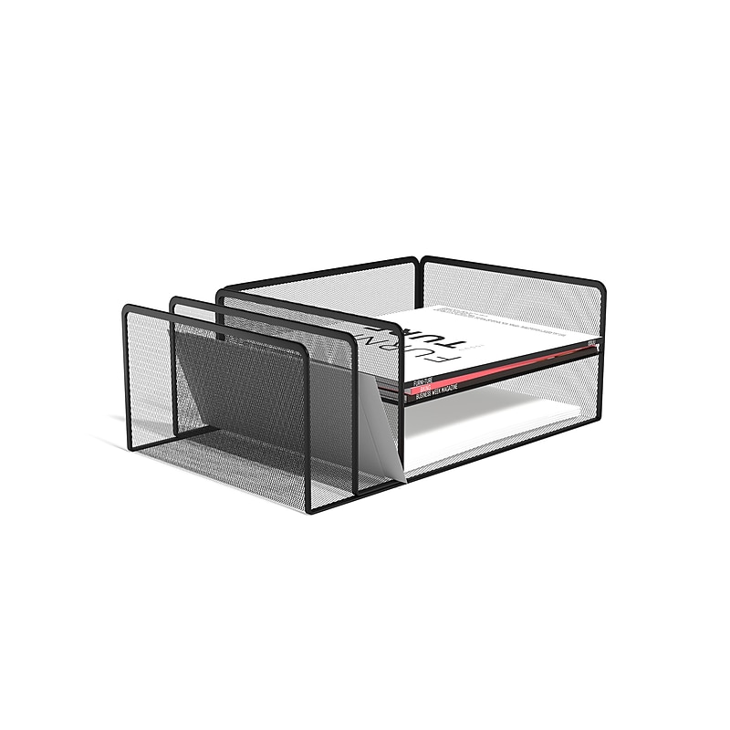 TRU RED™ 4-Compartment Metal Mesh File Organizer, Matte Black (TR57538) image 1