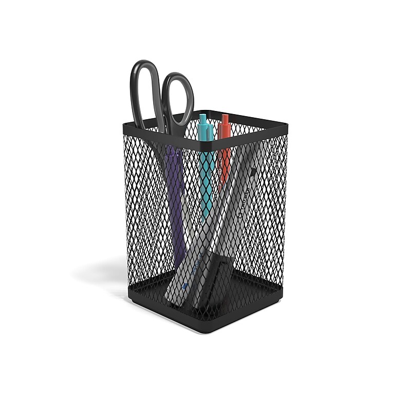 TRU RED™ Jumbo Stackable Metal Mesh Pen Holder, Matte Black (TR57573-CC) image 1