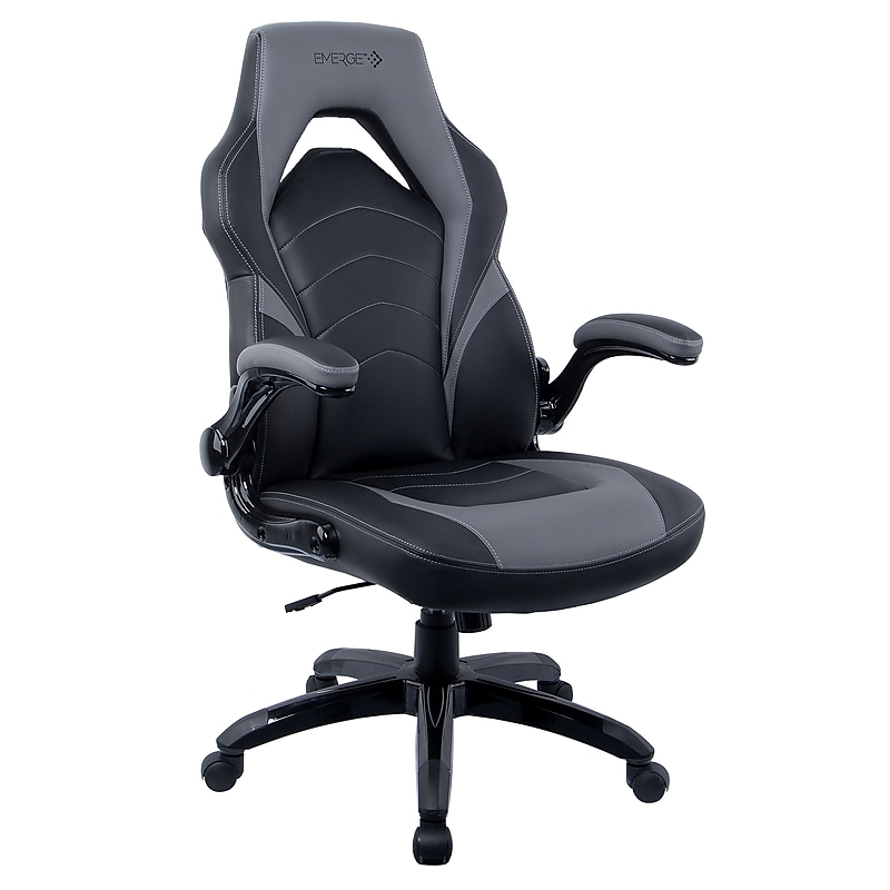 Staples Emerge Vortex Bonded Leather Ergonomic Gaming Chair, Black and Gray (52503) image 1