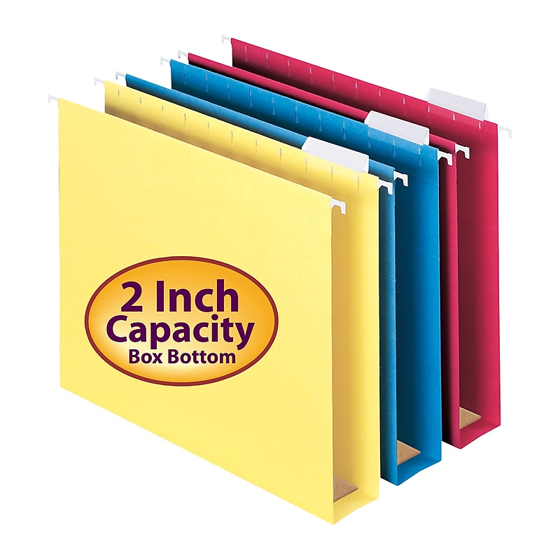 Smead Box Bottom Hanging File Folder, 2" Expansion, 5-Tab Tab, Letter Size, Assorted Colors, 25/Bx (64264) image 1