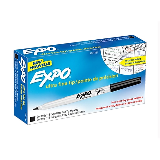 Expo Dry Erase Markers, Ultra Fine Tip, Black, 12/Pack (1871131