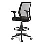 Staples Essentials Fabric Drafting Stool with Backrest and Footrest, Black (UN59384)~#|#~s1194435_sc7