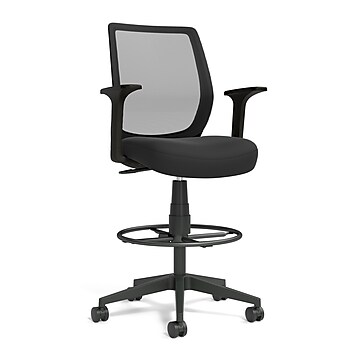 Essentials™ Mesh Back Fabric Drafting Stool, Black (UN59384)