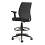 Staples Essentials Fabric Drafting Stool with Backrest and Footrest, Black (UN59388)~#|#~s1194447_sc7