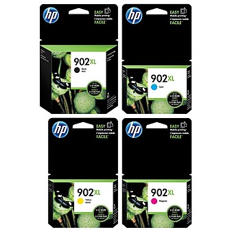 HP 902 Black/Cyan/Magenta/Yellow High Yield Ink Cartridge, 4/Pack (TOA39ANXL-VB)