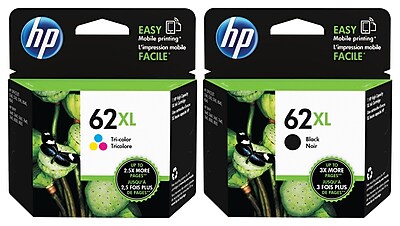 HP 62XL Black/Tri-Color High Yield Ink Cartridge, 2/Pack (N9H64FNXL-VB) Sansujyuku sansujyuku.com