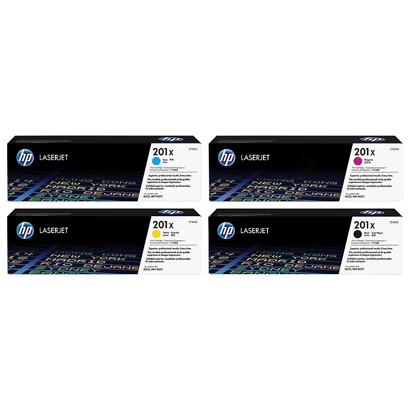 HP 201X Black/Cyan/Magenta/Yellow High Yield Toner Cartridge, 4/Pack (CF253XMXL-VB) image 1