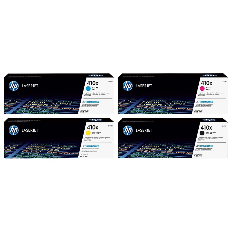 HP 410X Black/Cyan/Magenta/Yellow High Yield Toner Cartridge, 4/Pack (CF410AQXL-VB) image 1