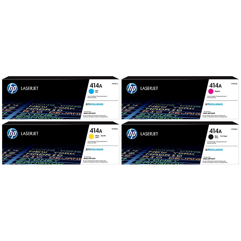 HP 414A Black/Cyan/Magenta/Yellow Standard Yield Toner Cartridge, 4/Pack (CF202A-VB) image 1