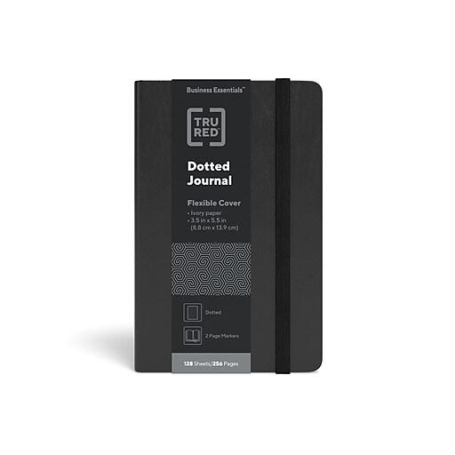 TRU RED™ Small Flexible Cover Dotted Journal, Black (TR54782) Staples