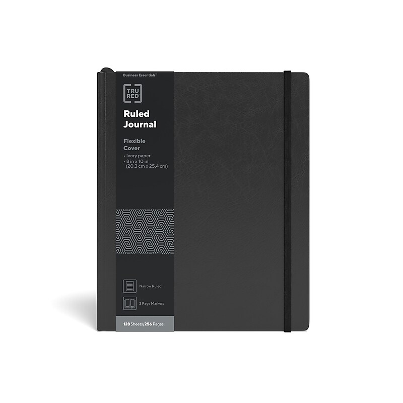 TRU RED™ Large Flexible Cover Ruled Journal, Black (TR54774) image 1