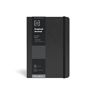TRU RED™ Large Flexible Cover Graph Journal, Black (TR54775) | Staples