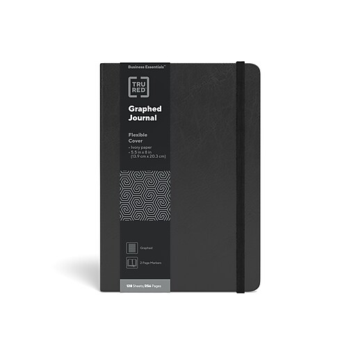 TRU RED™ Medium Flexible Cover Graph Journal, Black (TR54778) | Staples
