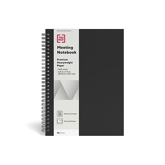TRU RED Medium Soft Cover Meeting Notebook, Black – Ruled, Spiral Bound, 80 Sheets, Interior Pocket~#|#~s1195255_sc7
