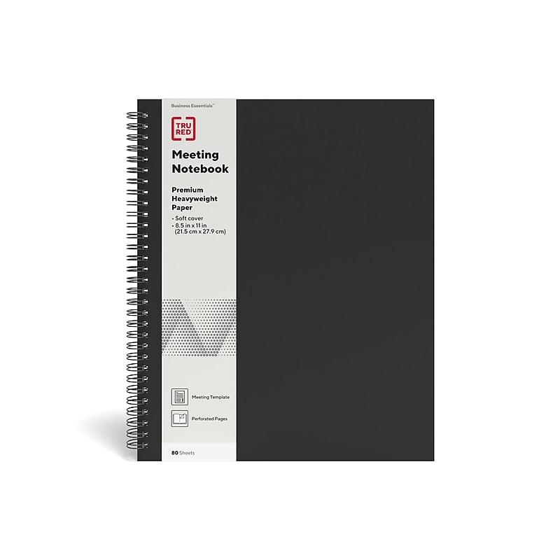 TRU RED™ Large Soft Cover Meeting Notebook, Black (TR54985) image 1