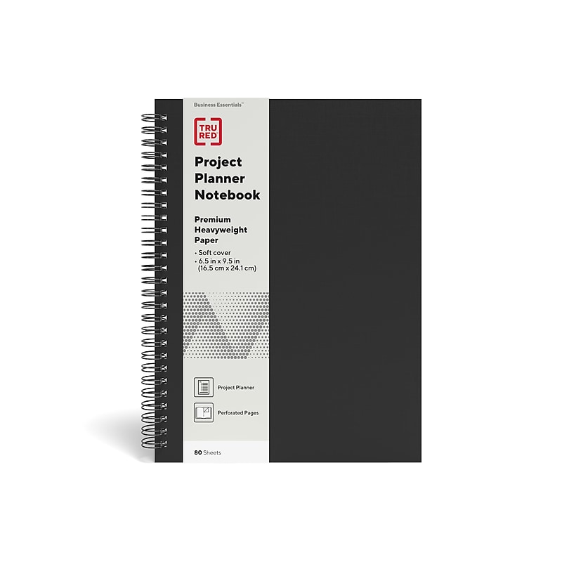 TRU RED™ Medium Soft Cover Project Planner Notebook, Black (TR54989) image 1