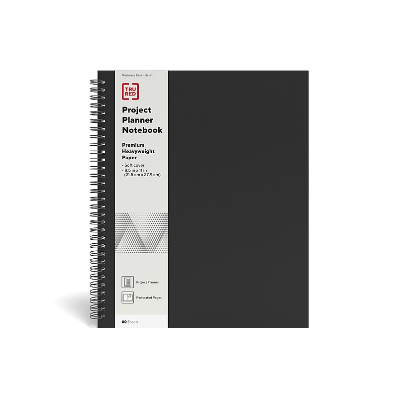 TRU RED™ Large Soft Cover Project Planner Notebook, Black (TR54986) image 1