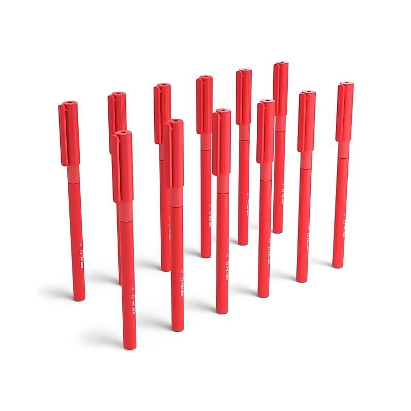 TRU RED™ Ballpoint Gripped Pen, Medium Point, 1.0mm, Red, Dozen (52866) image 1