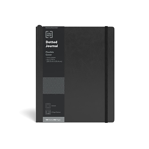 TRU RED™ Large Flexible Cover Dotted Journal, Black (TR54776) Staples