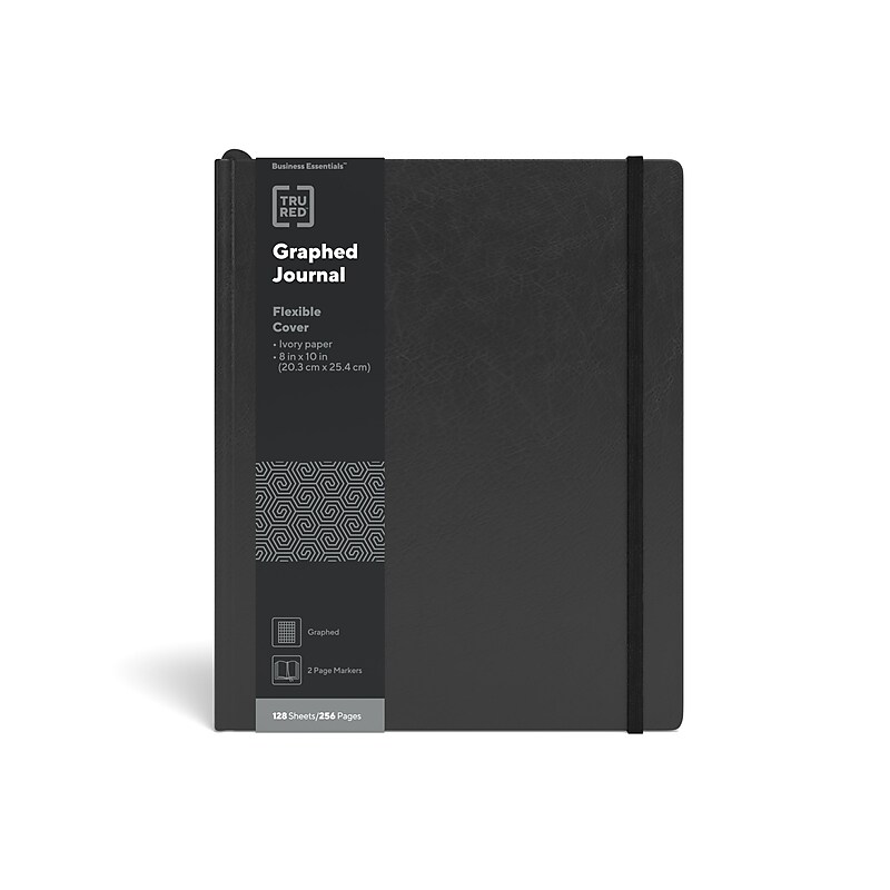 TRU RED™ Large Flexible Cover Graph Journal, Black (TR54775) image 1
