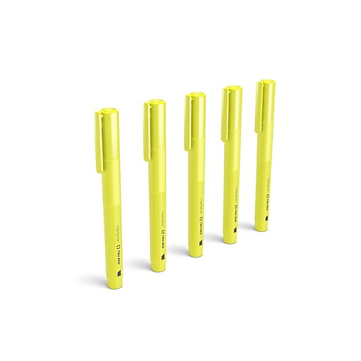 TRU RED™ Pocket Highlighter with Grip, Chisel Tip, Yellow, 5/Pack