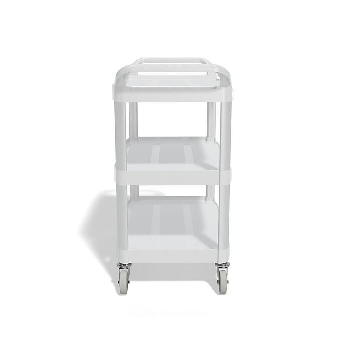 Staples 3-Shelf Polypropylene Mobile Utility Cart with Swivel