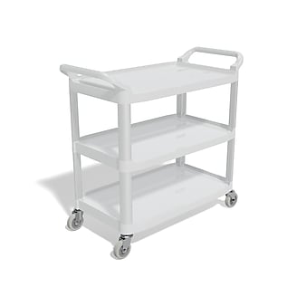 Coastwide Professional™ 3-Shelf Plastic/Poly Mobile Utility Cart with Swivel Wheels, Gray (CW17861-CC)