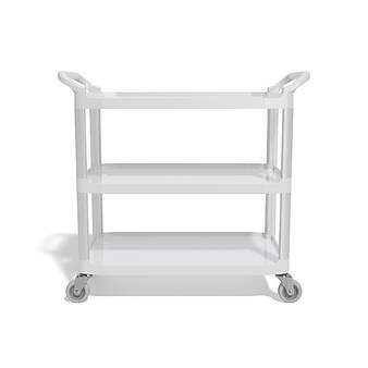 Coastwide Professional™ 3-Shelf Plastic/Poly Mobile Utility Cart with Swivel Wheels, Gray (CW17861-CC)