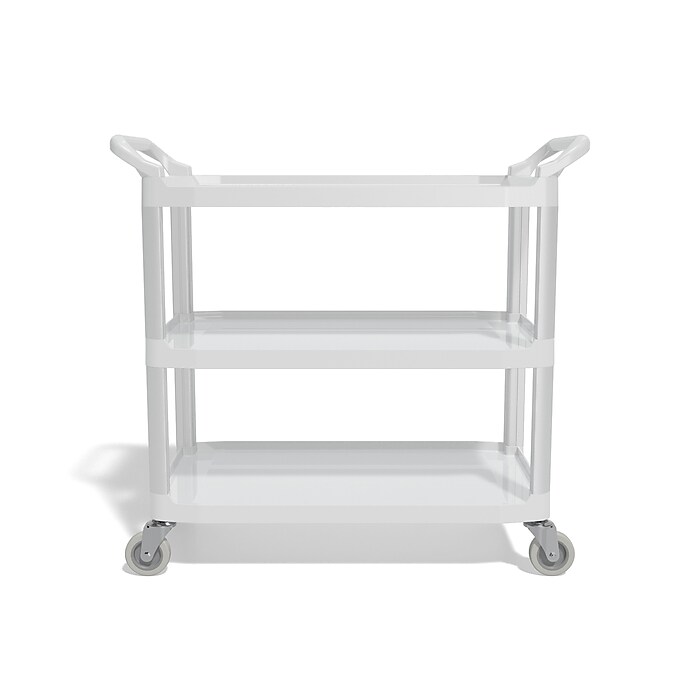 Staples 3-Shelf Polypropylene Mobile Utility Cart with Swivel