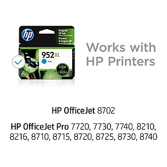 HP 952XL Cyan High Yield Ink Cartridge (L0S61AN#140), print up to 1450 pages