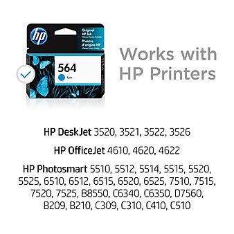 HP 564 Cyan Standard Yield Ink Cartridge (CB318WN#140)