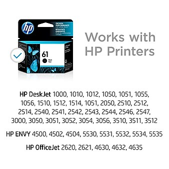 HP 61 Black Standard Yield Ink Cartridge (CH561WN#140), print up to 170 pages