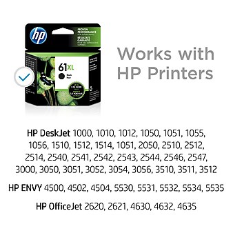 HP 61XL Black High Yield Ink Cartridge (CH563WN#140), print up to 430 pages