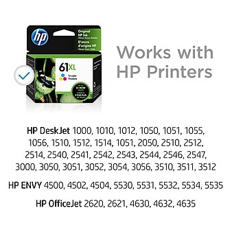 HP 61 Tri-Color High Yield Ink Cartridge (CH564WN#140), print up to 300 pages